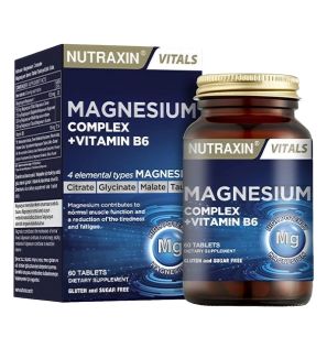Магний 4 видов и витамин B6 для сердца и нервной системы Magnesium Сomplex + Vitamin B6 Nutraxin (60 таблеток, Турция) Магний 4 видов и витамин B6 для сердца и нервной системы Magnesium Сomplex + Vitamin B6 Nutraxin (60 таблеток, Турция)