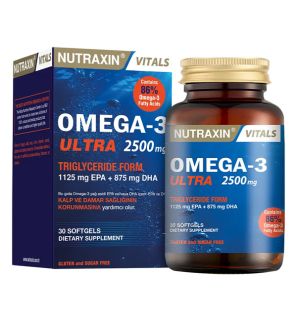 Высококонцентрированное рыбье масло Omega-3 Ultra 2500 mg от Nutraxin (30 капсул)