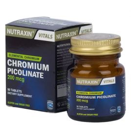 Пиколинат хрома от диабета и лишнего веса "Chromium Picolinate" от Nutraxin (90 таблеток по 200 мкг, без сахара и глютена)