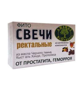 Фито-свечи ректальные от геморроя и простатита Аманат Bio Organic (10 свечей, Кыргызстан)