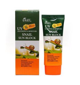 Солнцезащитный крем с муцином улитки UV Snail Sun Block Ekel (SPF50/PA+++, 70 мл, Южная Корея)