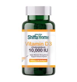 Витамин Д3 с дозой 10000 МЕ "Vitamin D3 10000 IU" от Aksu Vital (60 капсул по 500 мг)
