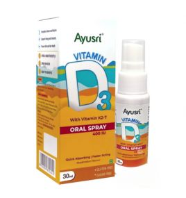 Витамин Д3 с К2-7 для детей в виде спрея Vitamin D3 Oral Spray Ayusri (30 мл, Индия)
