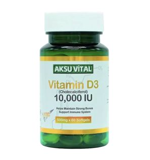 Витамин Д3 с дозой 10000 МЕ "Vitamin D3 10000 IU" от Aksu Vital (60 капсул по 500 мг) Витамин Д3 с дозой 10000 МЕ "Vitamin D3 10000 IU" от Aksu Vital (60 капсул по 500 мг)