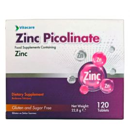 Высокоусвояемая форма цинка для иммунитета и кожи Vitacare Zinc Picolinate (120 таблеток)