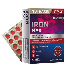 Железо и витамин С для здоровья Iron Max Nutraxin (30 таблеток, Турция)